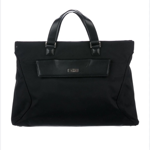 TUMI Black Nylon Leather Trim Briefcase Laptop Bag - Picture 2 of 14